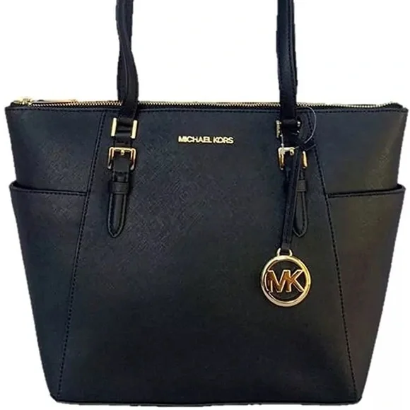 Michael Kors Charlotte Black Handbag Tote - Picture 1 of 7